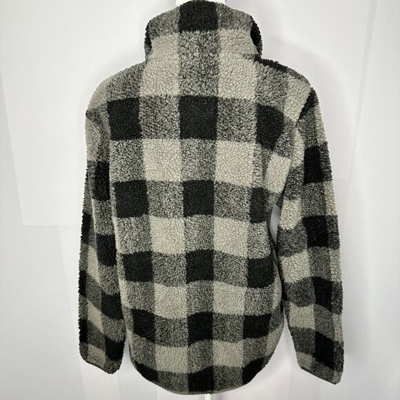 Abercrombie & Fitch Shacket Gray Black Sherpa Zip Up Sweater Jacket Small - Picture 5 of 7